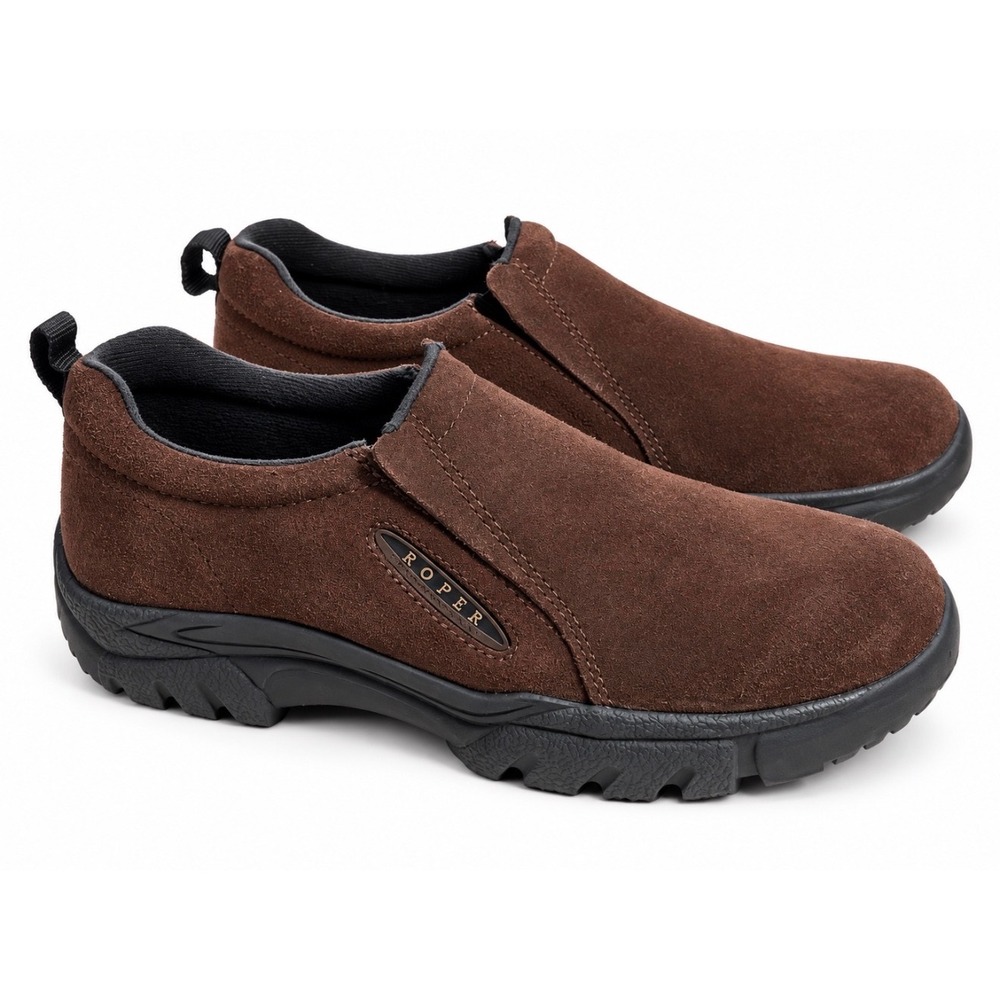 NEW Roper Womens 8.5 Brown Suede Slip On Shoes Casual Comfort Lug Sole Loafers